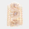 Fashnzfab Detachable Flower Pin Brooch Pearl Stretch Bracelet Cream, Ivory In Multi