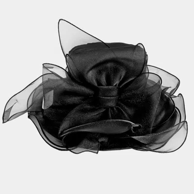Fashnzfab Detachable Velcro Bow Organza Dressy Hat In Black