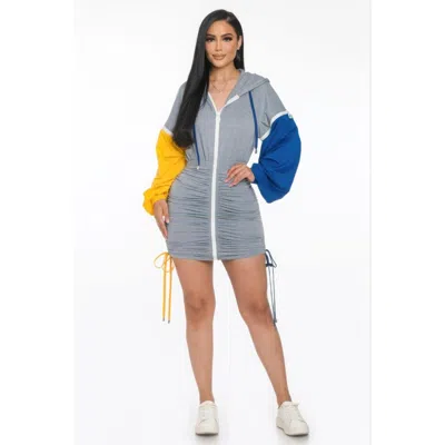Fashnzfab Detachable Zipper Mini Dress In Multi