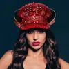 Fashnzfab Devil Horn Accented Glass Stone Embellished Sequin Bling Hat In Multi