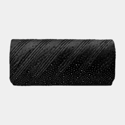 Fashnzfab Diagonal Line Detailed Bling Evening Clutch / Crossbody Bag In Black