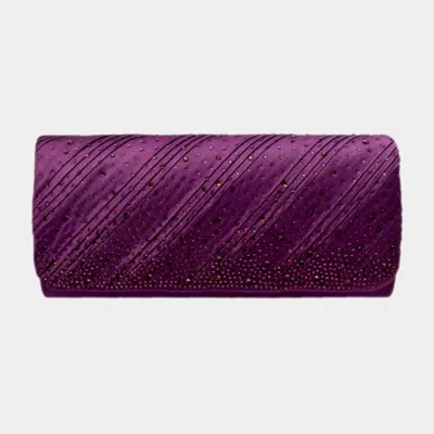 Fashnzfab Diagonal Line Detailed Bling Evening Clutch / Crossbody Bag In Purple