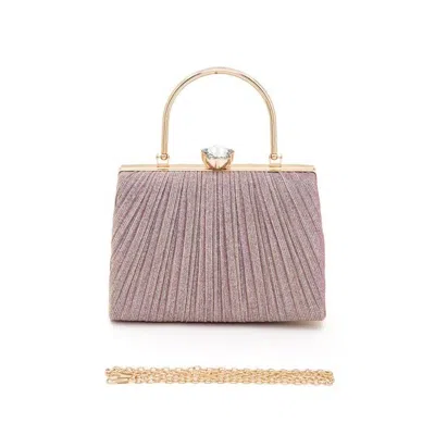Fashnzfab Diamond Clasp Top Handle Pleated Box Clutch