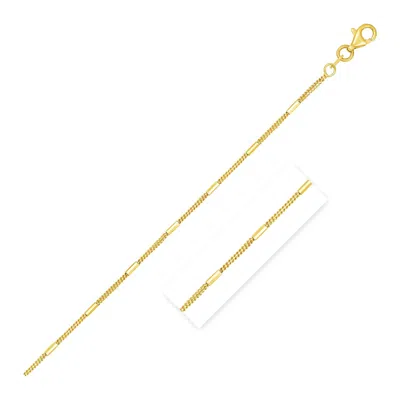 Fashnzfab Diamond Cut Bar Links Pendant Chain In Yellow Gold (1.30 Mm)