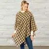 Fashnzfab Diamond Pattern Knitted Poncho In Brown