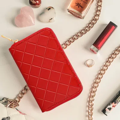 Fashnzfab Diamond Patterned Solid Wallet In Gold