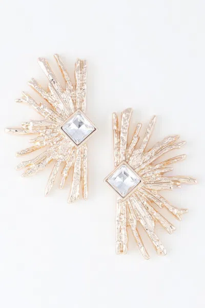 Fashnzfab Diamond Rhinestone Flare Earrings In Multi