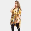 Fashnzfab Digital Abstract Print Silky Kimono Poncho In Multi