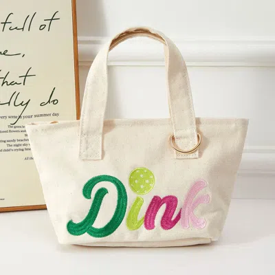 Fashnzfab Dink Letter Embroidered Small Canvas Tote Bag In Multi
