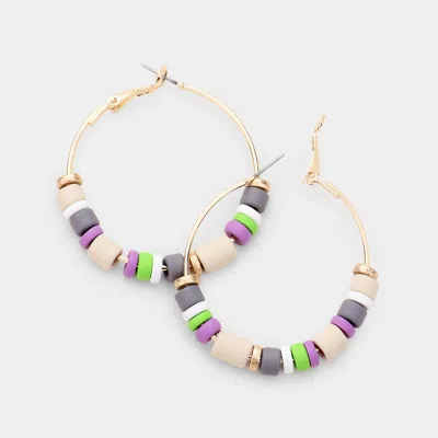 Fashnzfab Disc Bead Hoop Earrings In Gold