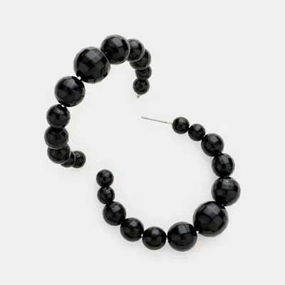 Fashnzfab Disco Ball Cluster Hoop Earrings In Black