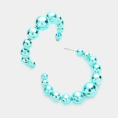 Fashnzfab Disco Ball Cluster Hoop Earrings In Blue