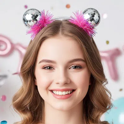 Fashnzfab Disco Ball Tinsel Pom Pom Party Headband In Gold
