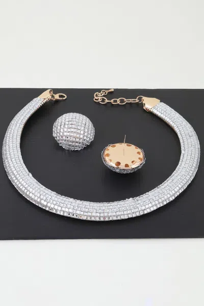 Fashnzfab Disco Chain Choker Necklace Set In Multi