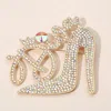 Fashnzfab Diva Message Glamorous High Heel Crystal Rhinestone Pin Brooch In Gold