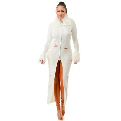 Fashnzfab Diva Mode Cardigan Dress In White