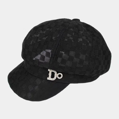 Fashnzfab Do Message Checkerboard Patterned Mesh Newsboy Hat In Black