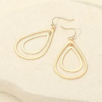 Fashnzfab Doble Open Metal Teardrop Dangle Earrings - Gold