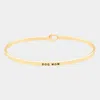 Fashnzfab Dog Mom Brass Thin Metal Hook Bracelet Gold In Gold