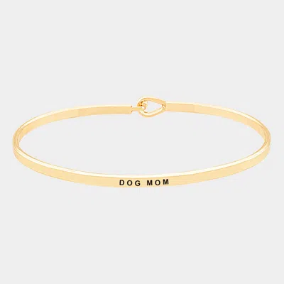 Fashnzfab Dog Mom Brass Thin Metal Hook Bracelet Gold