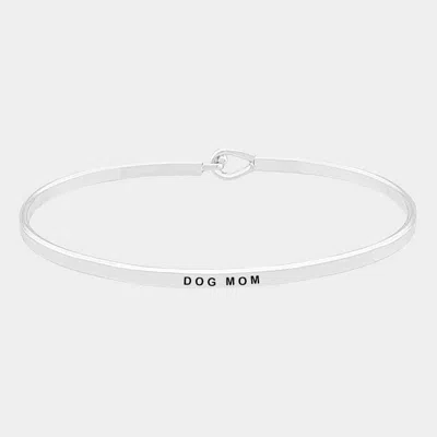 Fashnzfab Dog Mom Brass Thin Metal Hook Bracelet Rhodium In Multi