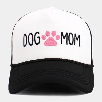 Fashnzfab Dog Mom Message Paw Embroidered Mesh Back Trucker Hat In Multi