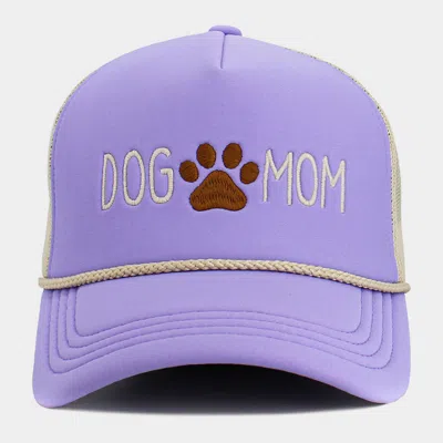 Fashnzfab Dog Mom Message Paw Embroidered Mesh Back Trucker Hat In Purple