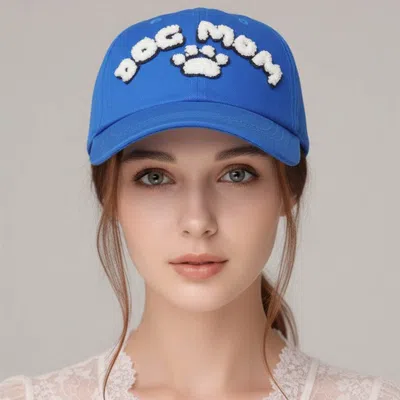 Fashnzfab Dog Mom Message Paw Pointed Baseball Cap In Blue