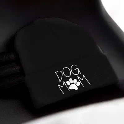 Fashnzfab Dog Mom Message Paw Pointed Solid Knit Beanie Hat In Metallic