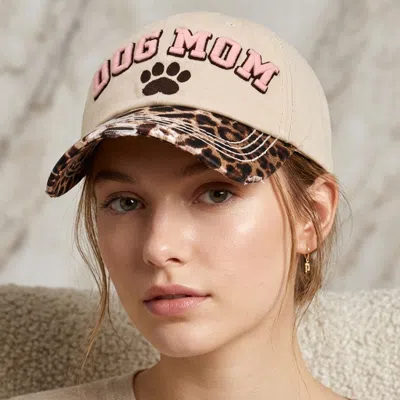 Fashnzfab Dog Mom Paw Print Embroidered Accented Vintage Baseball Cap In Brown