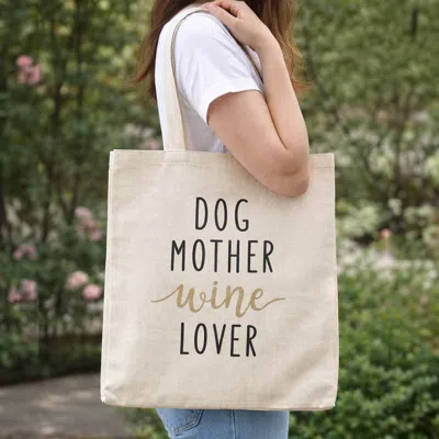 Fashnzfab Dog Mother Winde Lover Message Printed Shoulder Tote Bag In Sand