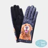 Fashnzfab Dog Pattern Printed Smart Touch Gloves In Blue