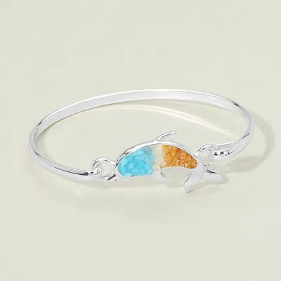 Fashnzfab Dolphin Accent Bangle Bracelet In Silver
