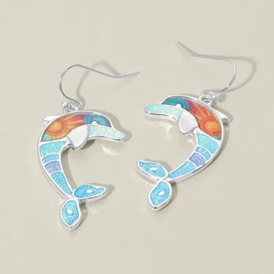 Fashnzfab Dolphin Charm Drop Dangle Earrings 0.75" X 1.6" In Multi