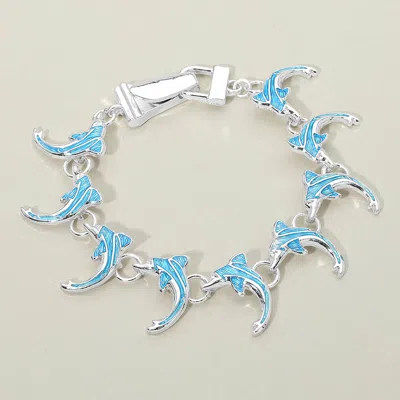 Fashnzfab Dolphin Charm Link Magnetic Bracelet In Blue
