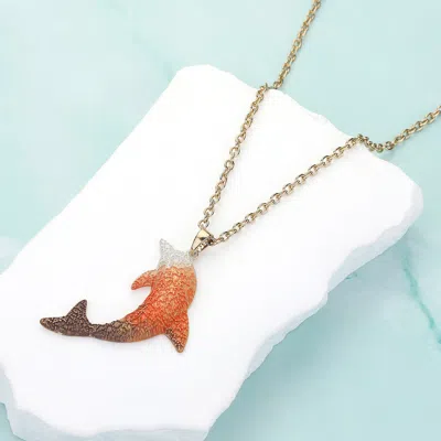 Fashnzfab Dolphin Colored Metal Pendant Necklace In Multi