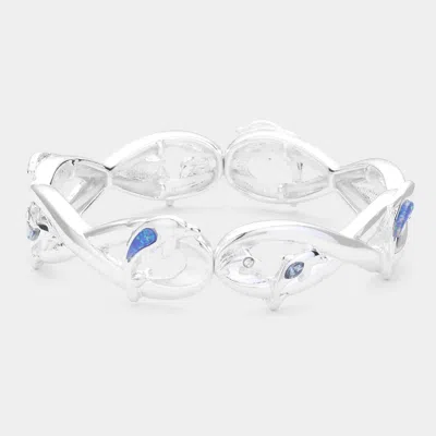 Fashnzfab Dolphin Metal Stretch Bracelet Multi, Silver