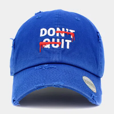 Fashnzfab Dont Quit Message Embroidered Vintage Baseball Cap In Blue