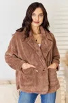 FASHNZFAB DOUBLE BREASTED FUZZY COAT