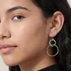 Fashnzfab Double Circle Link Drop Earrings In Multi