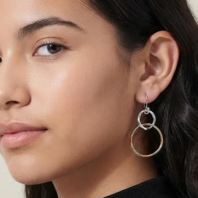 Fashnzfab Double Circle Link Drop Earrings In Multi