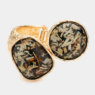 Fashnzfab Double Confetti Stone Hinged Bracelet Black, Gold