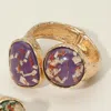 Fashnzfab Double Confetti Stone Hinged Bracelet Gold, Purple In Multi