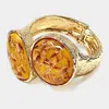 Fashnzfab Double Confetti Stone Hinged Bracelet Gold, Yellow In Multi