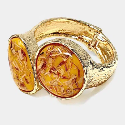 Fashnzfab Double Confetti Stone Hinged Bracelet Gold, Yellow In Multi
