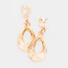 Fashnzfab Double Cutout Teardrop Dangle Earrings - Rose Gold In Gold