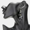 Fashnzfab Double Disco Ball Link Dangle Earrings In Black