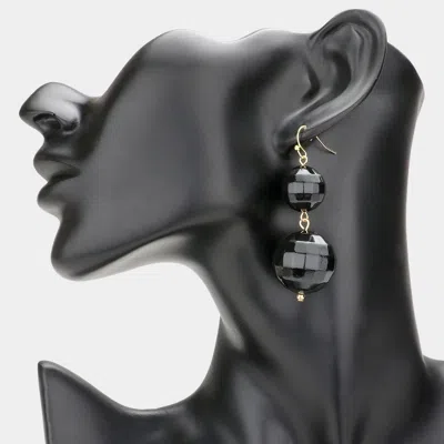 Fashnzfab Double Disco Ball Link Dangle Earrings In Black