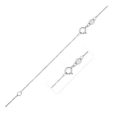 Fashnzfab Double Extendable Box Chain In 14k White Gold (0.51 Mm) In Silver