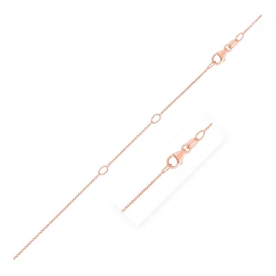 Fashnzfab Double Extendable Cable Chain In 14k Rose Gold (0.85 Mm) In Pink